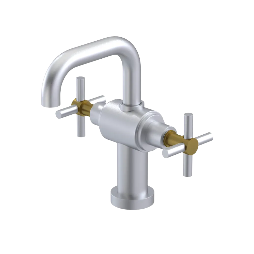 Rubinet Single Hole Dual Handle Lav. Set. (less drain) Satin Chrome