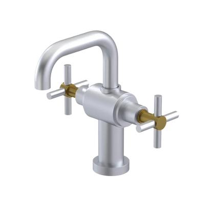Rubinet Single Hole Dual Handle Lav. Set. (less drain) Satin Chrome