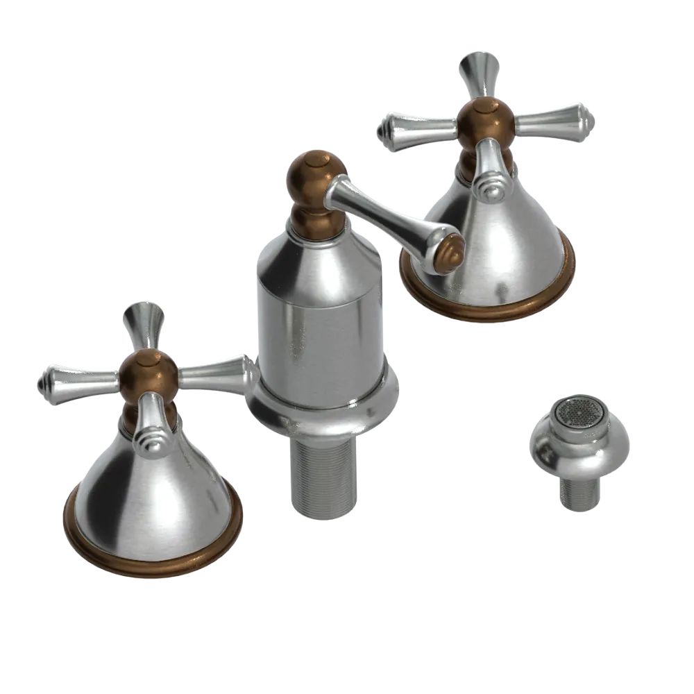 Rubinet Bidet Fitting with Spray, Diverter, and Vacum Breaker (Less Drain) Satin Nickel