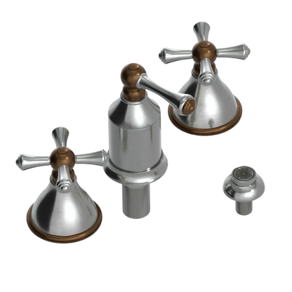 Rubinet Bidet Fitting with Spray, Diverter, and Vacum Breaker (Less Drain) Satin Nickel