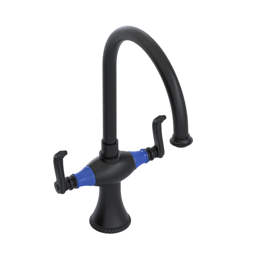 Rubinet Two Handle Single Hole Kitchen Set Matt Black
