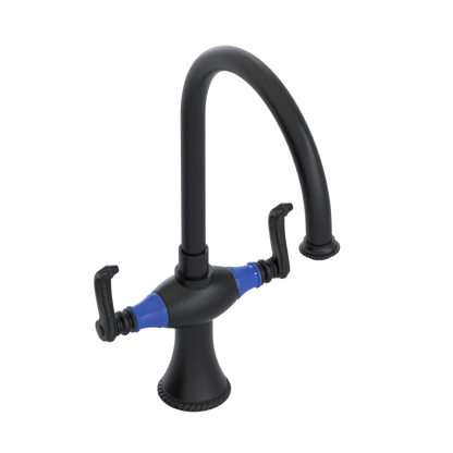 Rubinet Two Handle Single Hole Kitchen Set Matt Black
