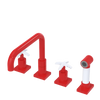 Rubinet Widespread Kitchen Set with Genesis Spout with Hand Spray Red