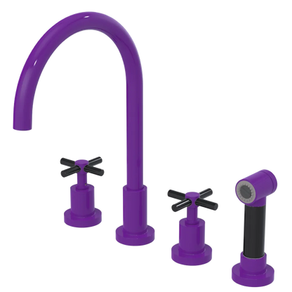 Rubinet Widespread Kitchen Set with LaSalle Spout with Hand Spray Purple Haze