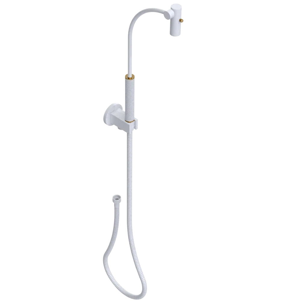Rubinet Hand Held Shower Bidet with Extended Reach & Dual Function Spray Including Wall Bracket with Supply & Hose (Round) White
