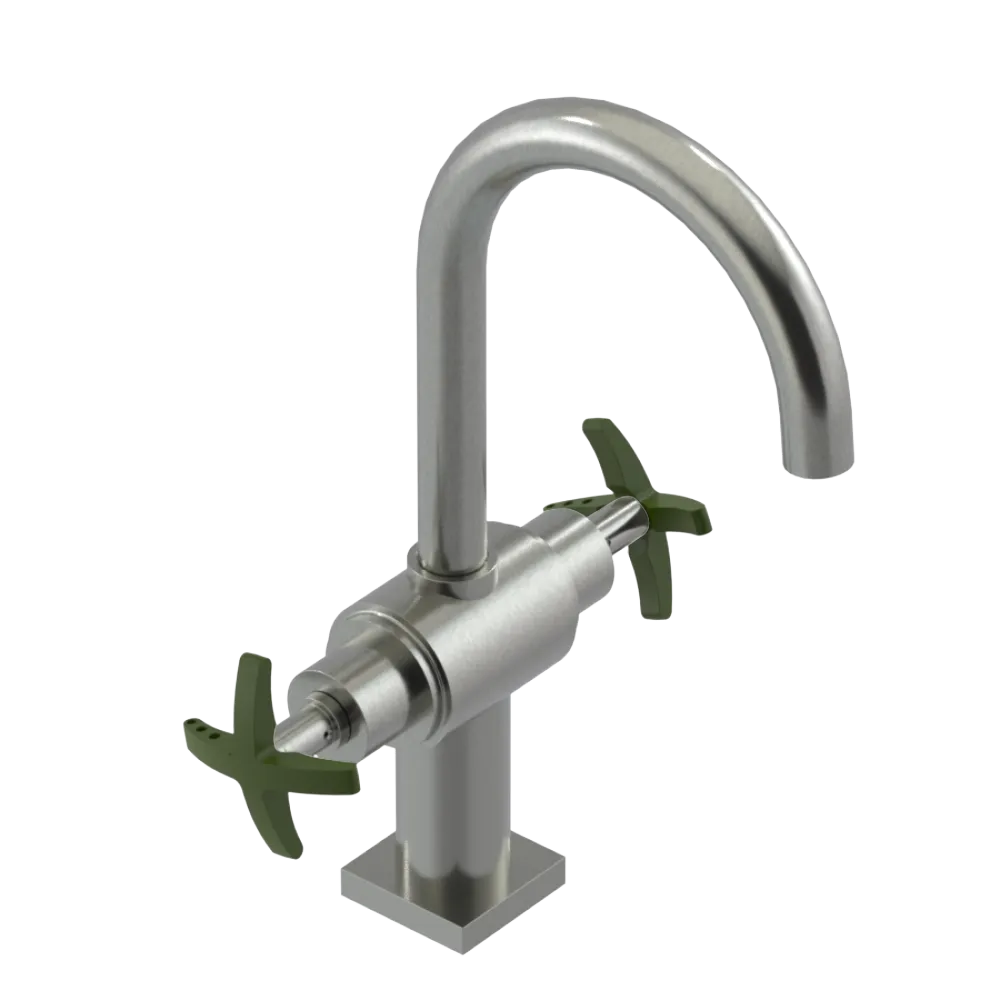 Rubinet Single Hole Dual Handle Lav. Set. (less drain) Satin Nickel