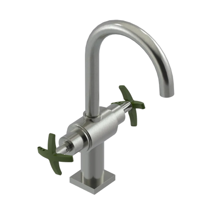 Rubinet Single Hole Dual Handle Lav. Set. (less drain) Satin Nickel