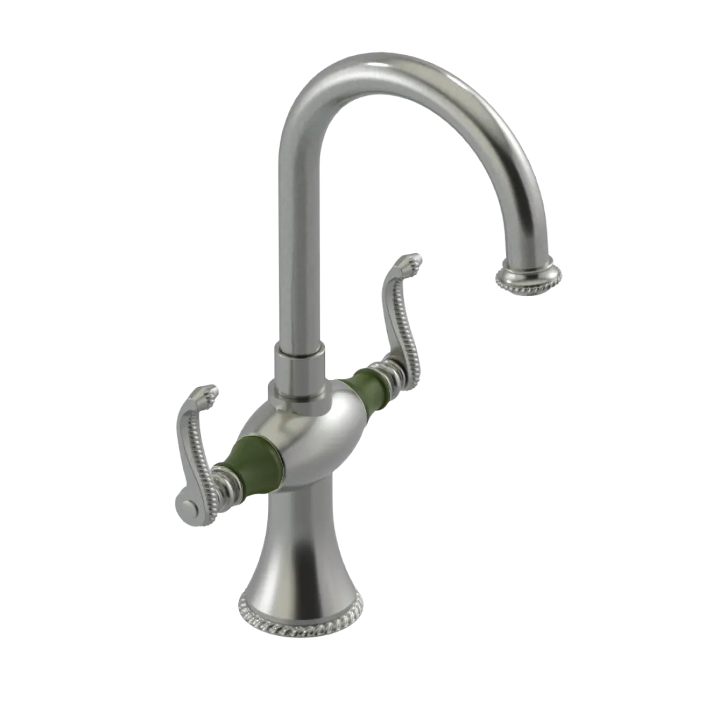 Rubinet Single Hole Dual Handle Lav. Set. (less drain) Satin Nickel