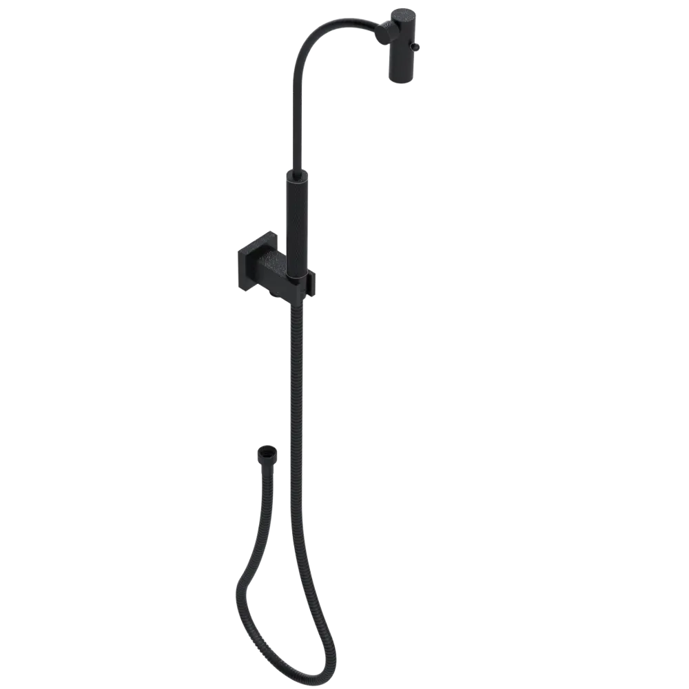 Rubinet Hand Held Shower Bidet with Extended Reach & Dual Function Spray Including Wall Bracket with Supply & Hose (Square) Matt Black