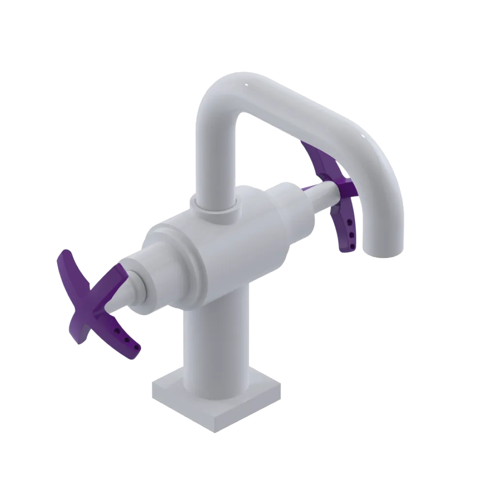 Rubinet Single Hole Dual Handle Lav. Set. with Genesis spout (less drain) White