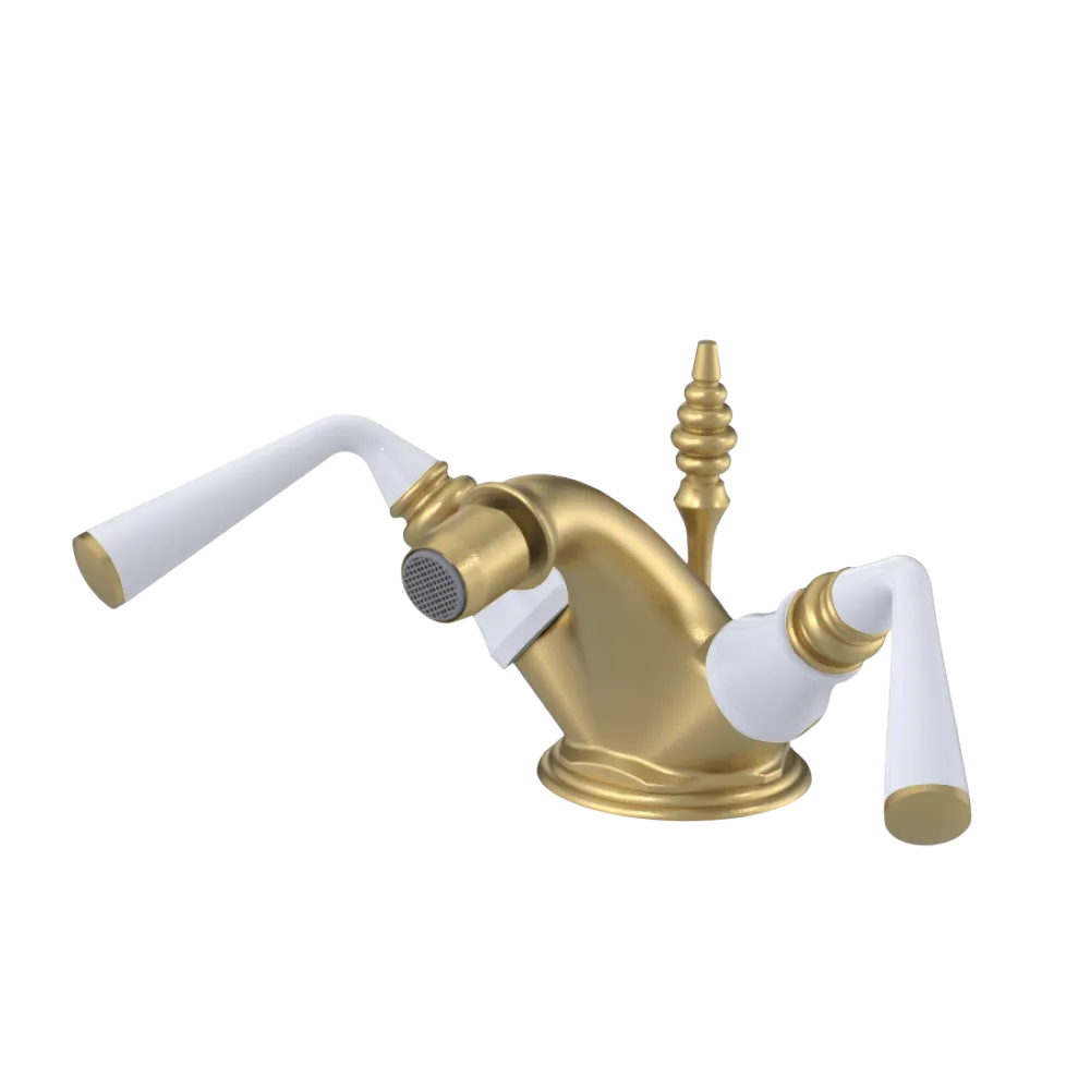Rubinet Single Hole Dual Handle Bidet Fitting (Less Drain) Satin Gold