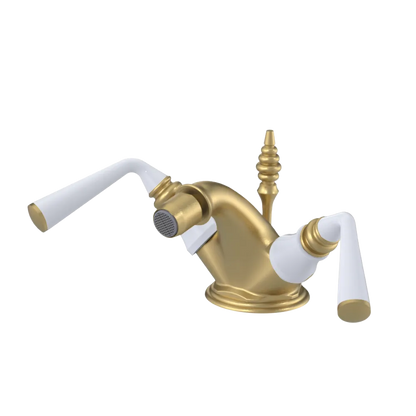 Rubinet Single Hole Dual Handle Bidet Fitting (Less Drain) Satin Gold