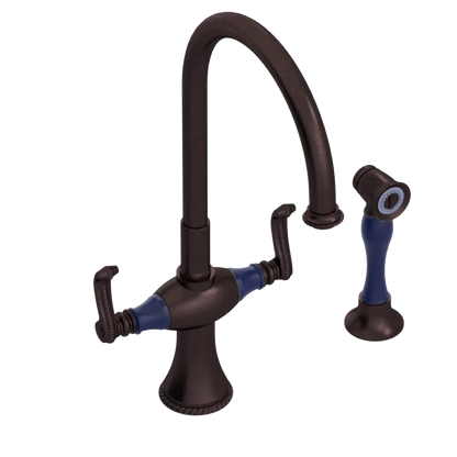 Rubinet Two Handle Single Hole Kitchen Set with Hand Spray Tuscan Brass