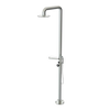 Rubinet Pressure Balance Outdoor Shower with Hand Held Shower & 10" Shower Head (with shelf) - 304 Stainless Steel Satin Nickel