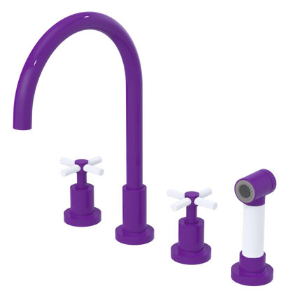 Rubinet Widespread Kitchen Set with LaSalle Spout with Hand Spray Purple Haze