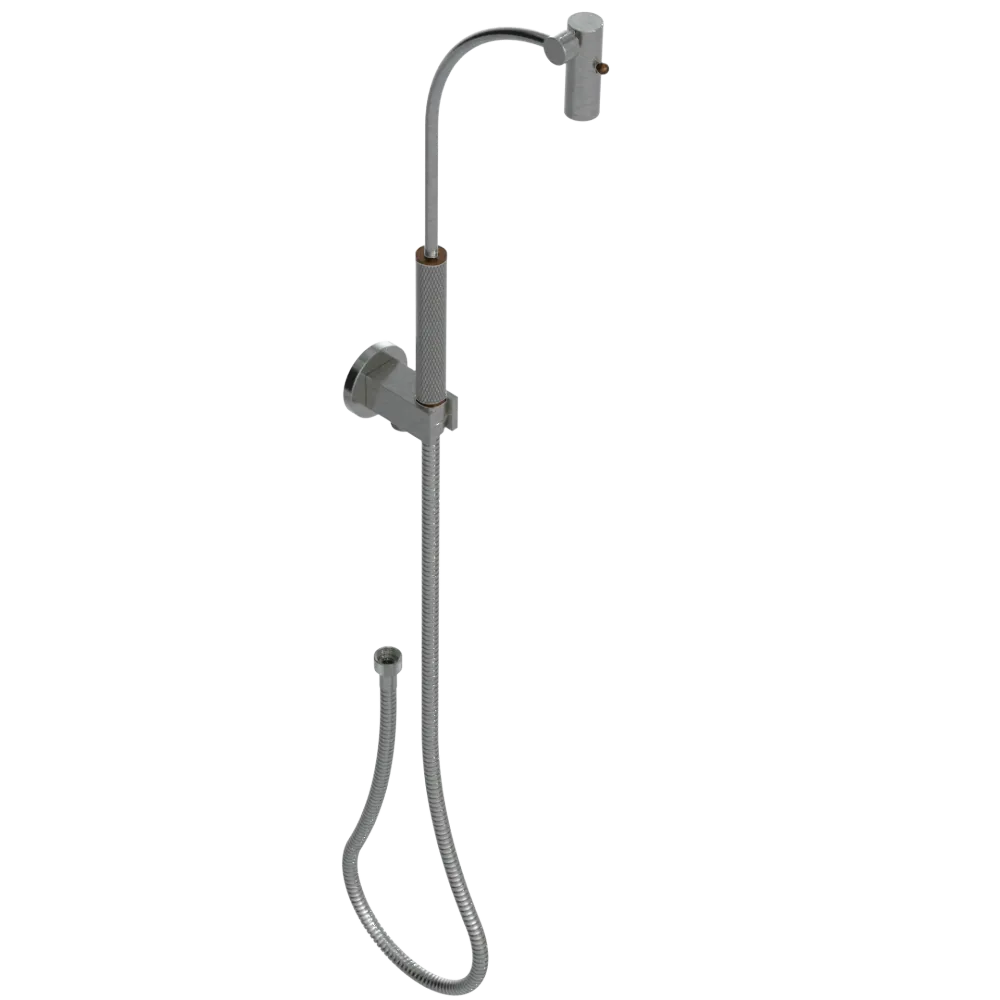 Rubinet Hand Held Shower Bidet with Extended Reach & Dual Function Spray Including Wall Bracket with Supply & Hose (Round) Satin Nickel