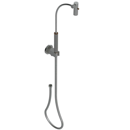 Rubinet Hand Held Shower Bidet with Extended Reach & Dual Function Spray Including Wall Bracket with Supply & Hose (Round) Satin Nickel