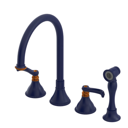 Rubinet Widespread Kitchen Set with Hand Spray Midnight Blue