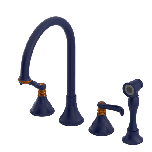 Rubinet Widespread Kitchen Set with Hand Spray Midnight Blue