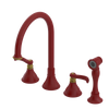 Rubinet Widespread Kitchen Set with Hand Spray Maroon