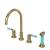 Rubinet Widespread Kitchen Set with Hand Spray Natural Brass