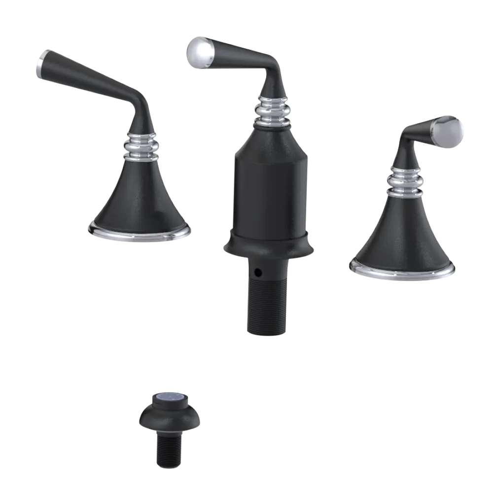 Rubinet Bidet Fitting with Spray, Diverter, and Vacum Breaker (Less Drain) Matt Black