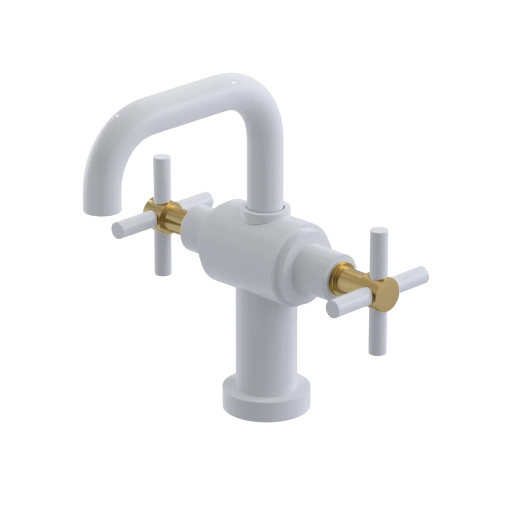 Rubinet Single Hole Dual Handle Lav. Set. (less drain) White