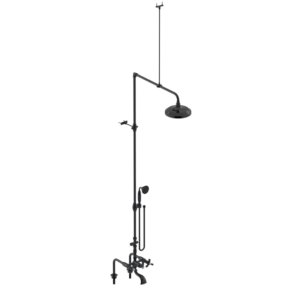 Rubinet Deck Mount Tub & Shower with Hand Held Shower Black