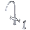 Rubinet Two Handle Single Hole Kitchen Set with LaSalle Spout with Hand Spray Satin Chrome