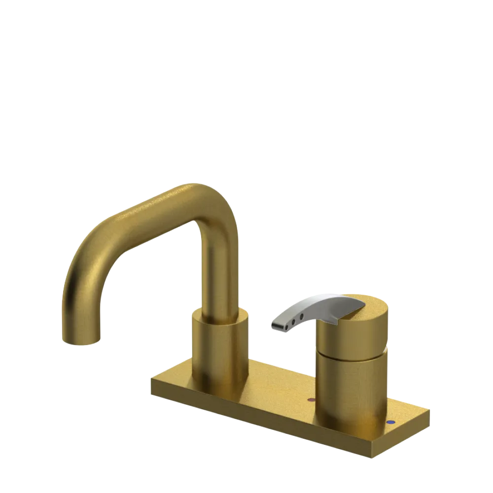 Rubinet 4" Centre Single Control Lav. Set. with Genesis spout (less drain) Antique Brass Matt