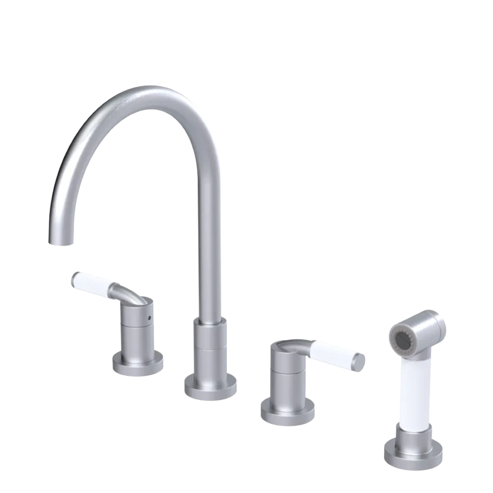 Rubinet Widespread Kitchen Set with Hand Spray Satin Chrome