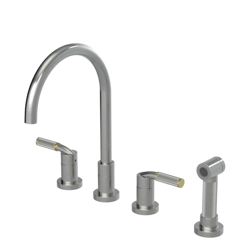 Rubinet Widespread Kitchen Set with Hand Spray Satin Nickel