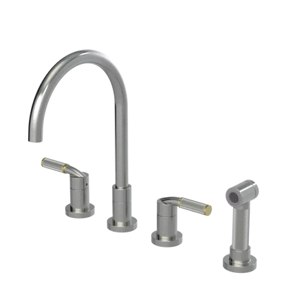Rubinet Widespread Kitchen Set with Hand Spray Satin Nickel