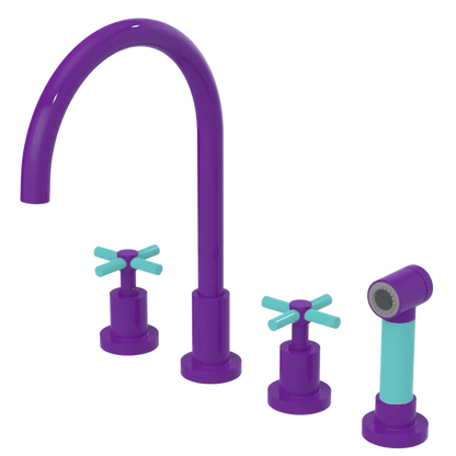 Rubinet Widespread Kitchen Set with LaSalle Spout with Hand Spray Purple Haze