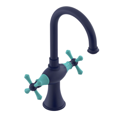 Rubinet Single Hole Dual Handle Lav. Set. (less drain) Midnight Blue