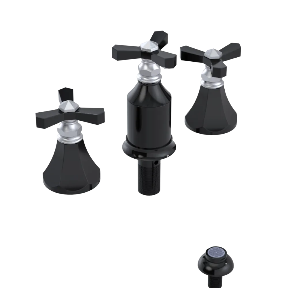 Rubinet Bidet Fitting with Spray, Diverter, and Vacum Breaker (Less Drain) Black