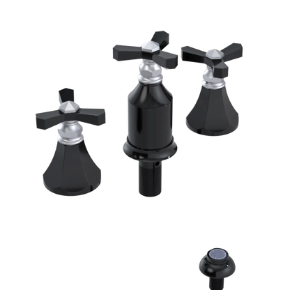 Rubinet Bidet Fitting with Spray, Diverter, and Vacum Breaker (Less Drain) Black