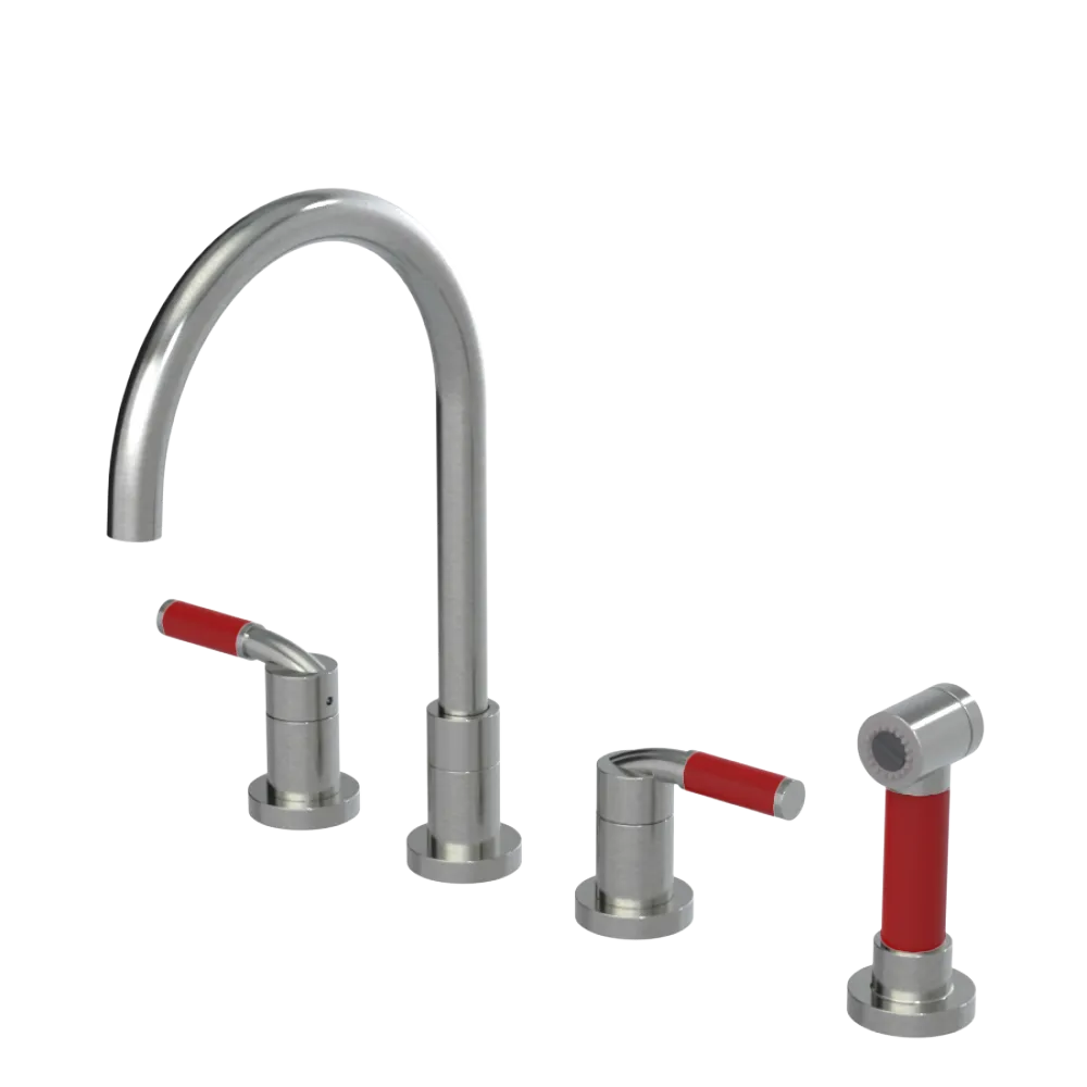 Rubinet Widespread Kitchen Set with Hand Spray Satin Nickel