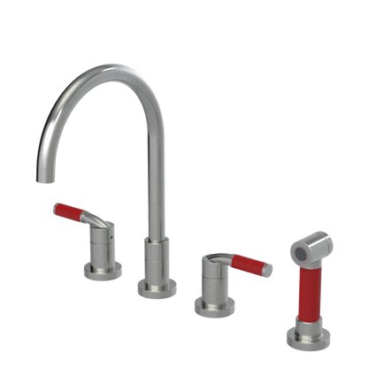 Rubinet Widespread Kitchen Set with Hand Spray Satin Nickel