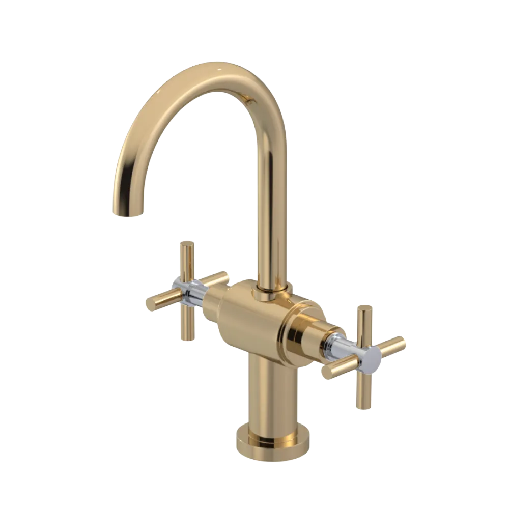 Rubinet Single Hole Dual Handle Lav. Set with LaSalle Spout (less drain) Gold