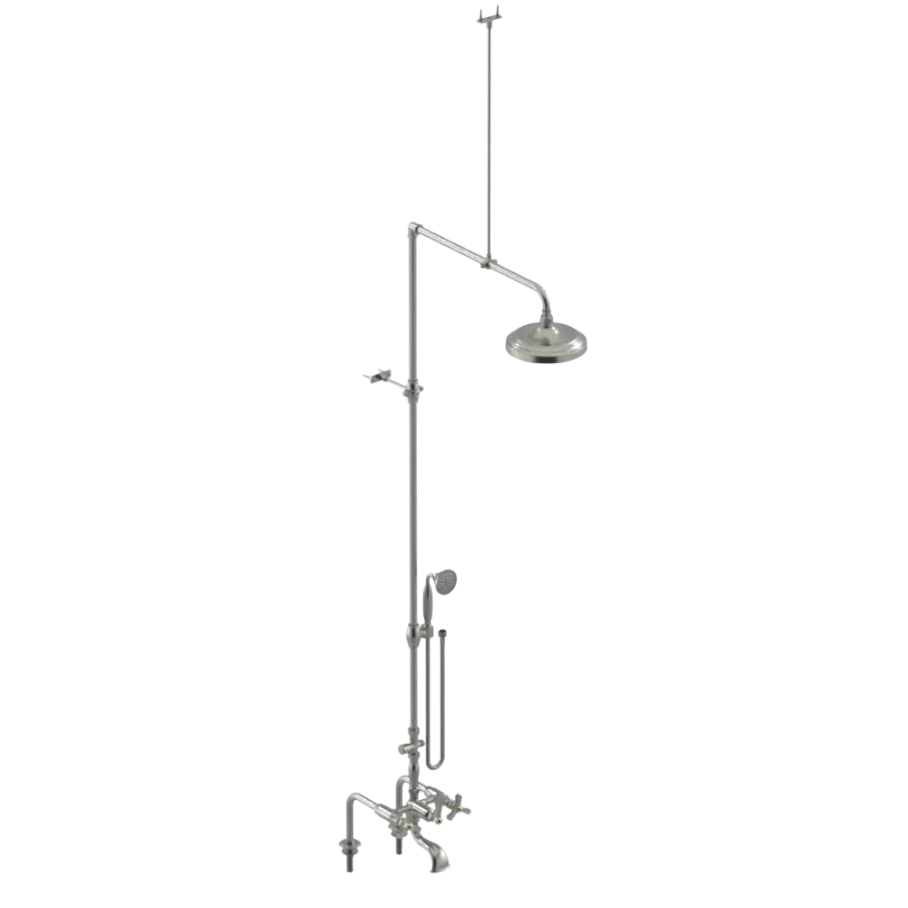 Rubinet Deck Mount Tub & Shower with Hand Held Shower Satin Nickel