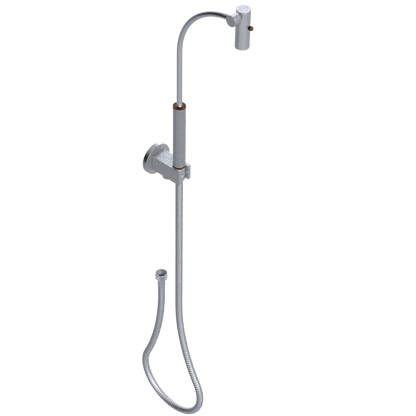 Rubinet Hand Held Shower Bidet with Extended Reach & Dual Function Spray Including Wall Bracket with Supply & Hose (Round) Satin Chrome