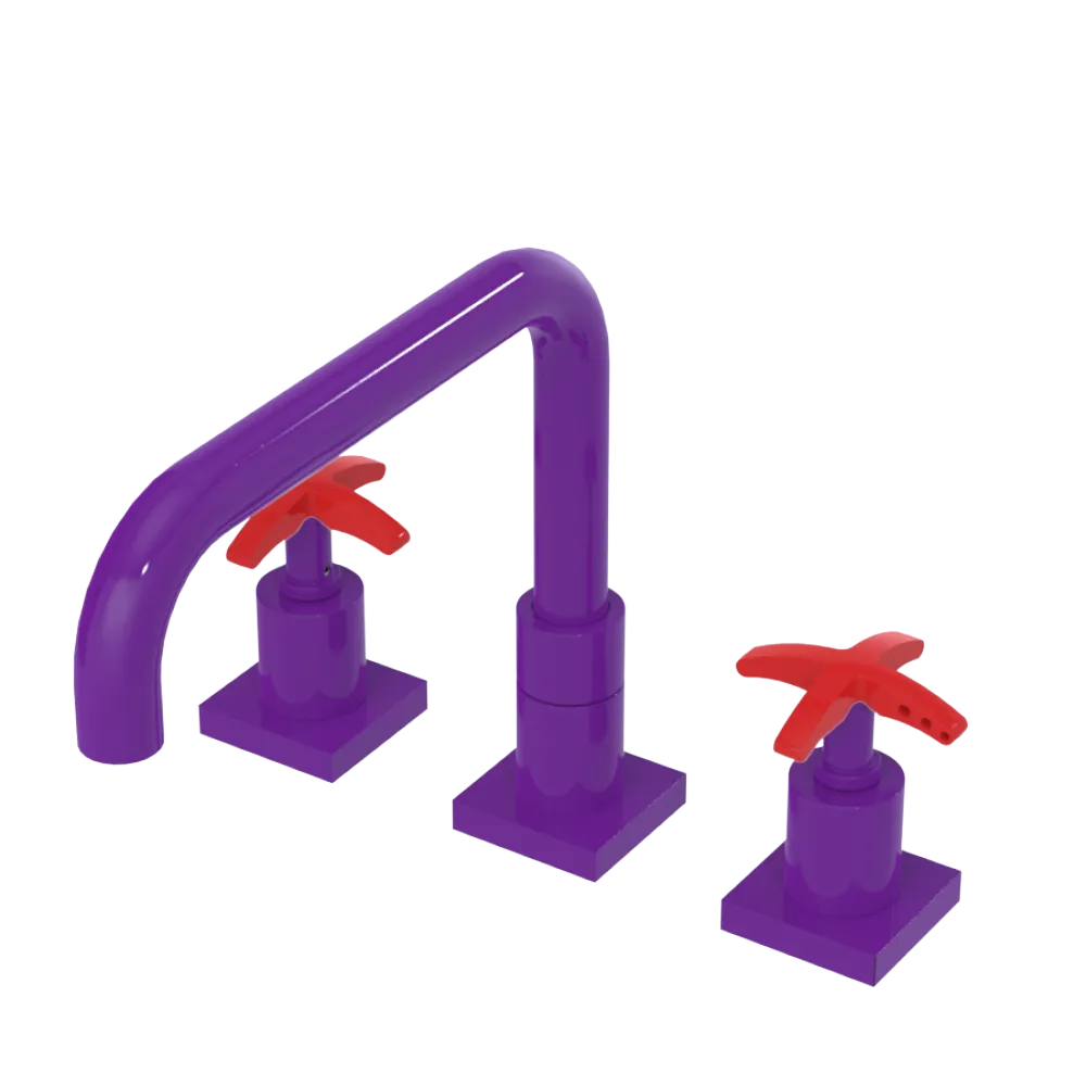 Rubinet Widespread Kitchen Set with Genesis Spout Purple Haze