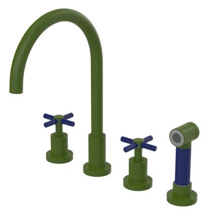 Rubinet Widespread Kitchen Set with LaSalle Spout with Hand Spray Green Envy