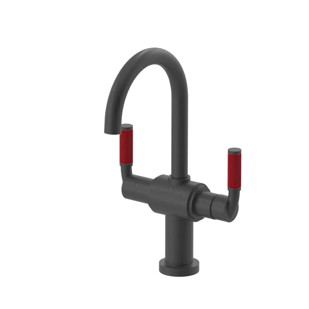 Rubinet Single Hole Dual Handle Lav. Set. (less drain) Matt Black