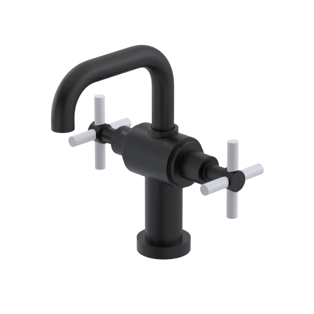 Rubinet Single Hole Dual Handle Lav. Set. (less drain) Matt Black