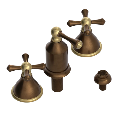 Rubinet Bidet Fitting with Spray, Diverter, and Vacum Breaker (Less Drain) Tuscan Brass