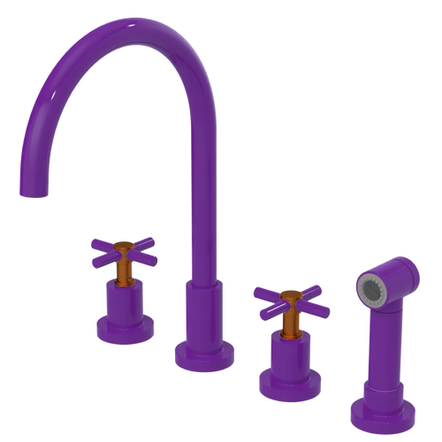 Rubinet Widespread Kitchen Set with LaSalle Spout with Hand Spray Purple Haze