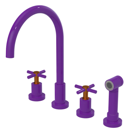 Rubinet Widespread Kitchen Set with LaSalle Spout with Hand Spray Purple Haze