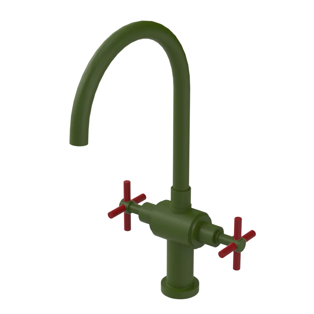 Rubinet Two Handle Single Hole Kitchen Set with LaSalle Spout Green Envy